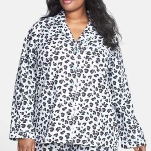 NORDSTROM Swiss Dot Leopard Long Sleeve Button Down Pajama Sleep Top